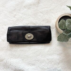 Coach Black Madeline Leather Fold-over Clutch